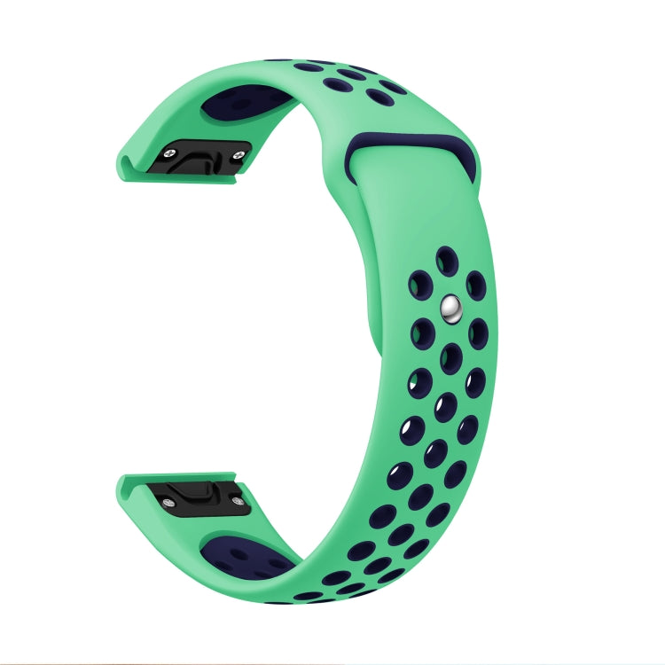 For Garmin EPIX Gen 2 22mm Sports Breathable Silicone Watch Band(Mint Green+Midnight Blue) -  by PMC Jewellery | Online Shopping South Africa | PMC Jewellery