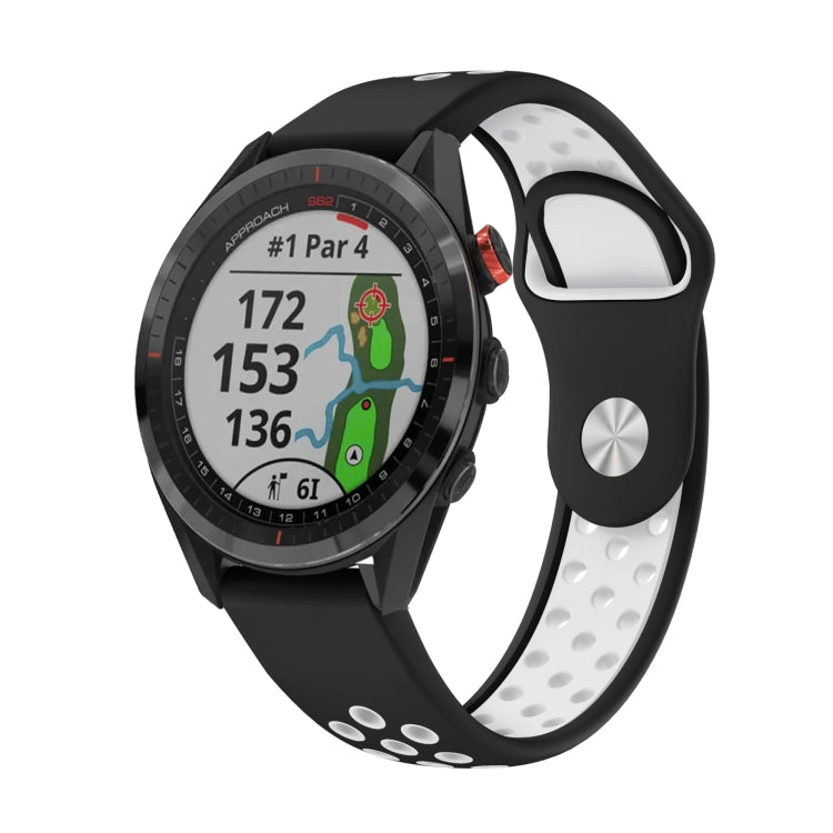 For Garmin Approach S62 22mm Sports Breathable Silicone Watch Band(Black+White) -  by PMC Jewellery | Online Shopping South Africa | PMC Jewellery