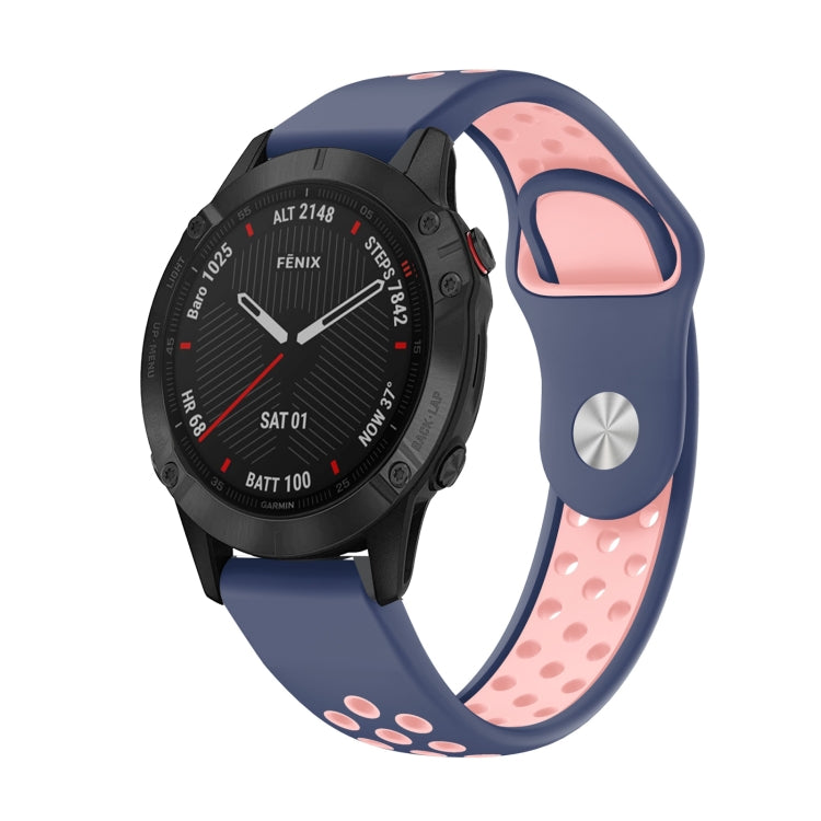 For Garmin Fenix 6 Sapphire GPS 22mm Sports Breathable Silicone Watch Band(Midnight Blue+Pink) -  by PMC Jewellery | Online Shopping South Africa | PMC Jewellery