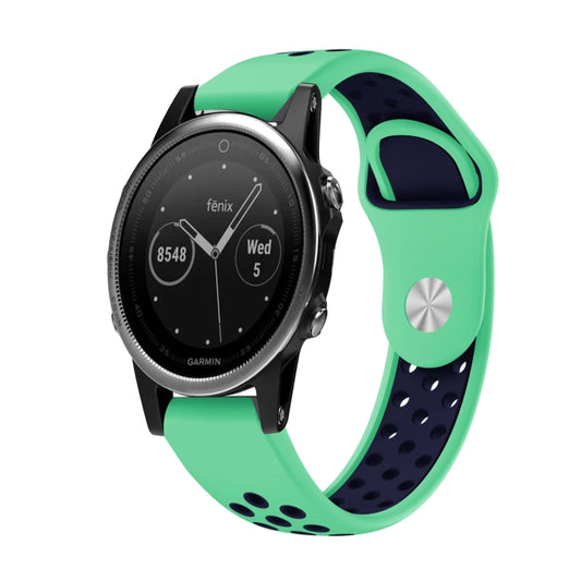 For Garmin Fenix 5 22mm Sports Breathable Silicone Watch Band(Mint Green+Midnight Blue) -  by PMC Jewellery | Online Shopping South Africa | PMC Jewellery