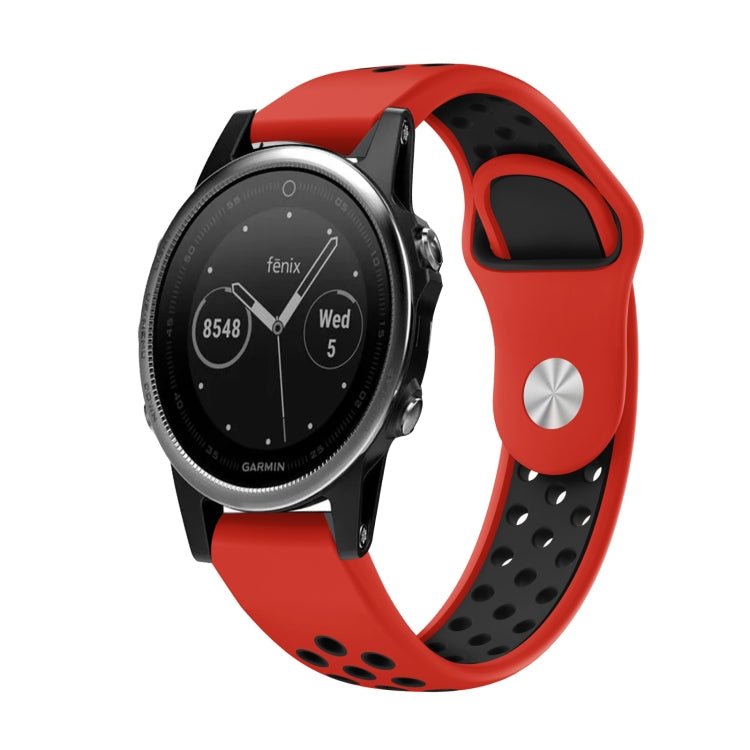 For Garmin Fenix 5 22mm Sports Breathable Silicone Watch Band(Red+Black) -  by PMC Jewellery | Online Shopping South Africa | PMC Jewellery