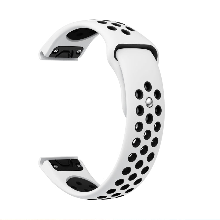 For Garmin Quatix 5 22mm Sports Breathable Silicone Watch Band(White+Black) -  by PMC Jewellery | Online Shopping South Africa | PMC Jewellery