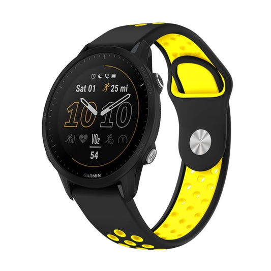 For Garmin Forerunner 955 22mm Sports Breathable Silicone Watch Band(Black+Yellow) -  by PMC Jewellery | Online Shopping South Africa | PMC Jewellery