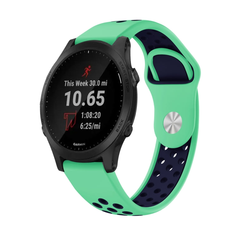 For Garmin Forerunner 945 22mm Sports Breathable Silicone Watch Band(Mint Green+Midnight Blue) -  by PMC Jewellery | Online Shopping South Africa | PMC Jewellery