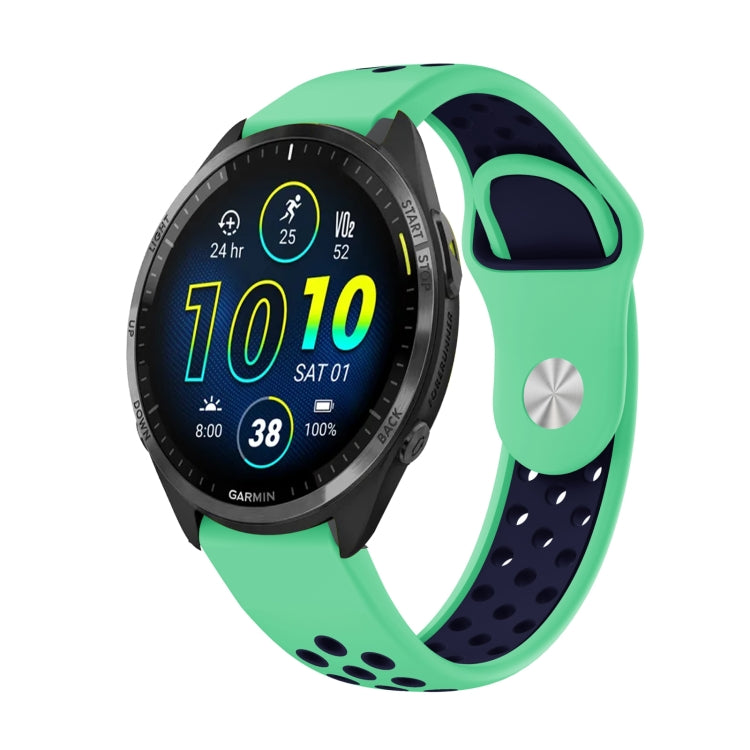 For Garmin Forerunner 965 22mm Sports Breathable Silicone Watch Band(Mint Green+Midnight Blue) -  by PMC Jewellery | Online Shopping South Africa | PMC Jewellery