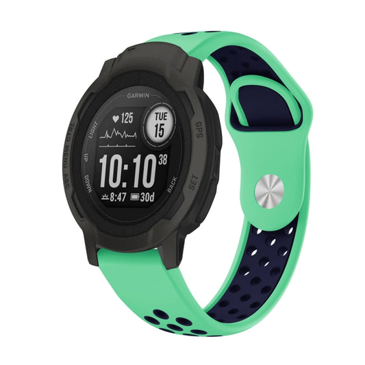 For Garmin Instinct 2 22mm Sports Breathable Silicone Watch Band(Mint Green+Midnight Blue) -  by PMC Jewellery | Online Shopping South Africa | PMC Jewellery