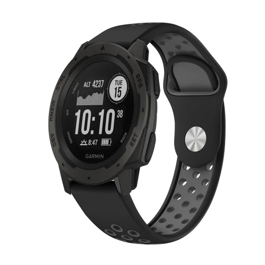 For Garmin Instinct 22mm Sports Breathable Silicone Watch Band(Black+Grey) -  by PMC Jewellery | Online Shopping South Africa | PMC Jewellery