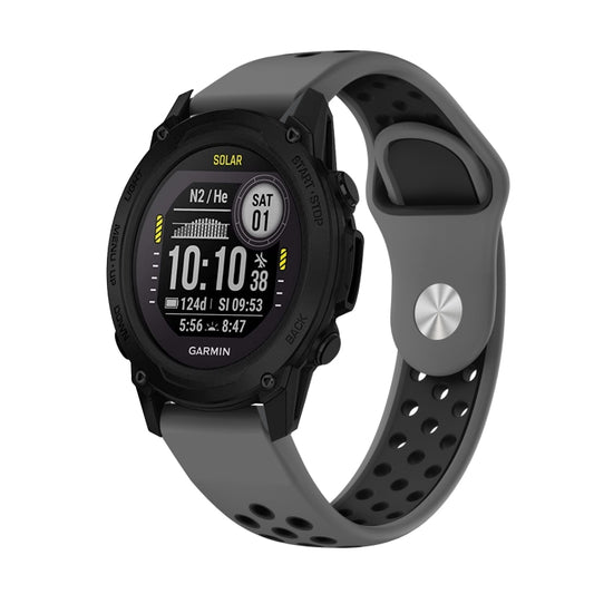 For Garmin Descent G1 22mm Sports Breathable Silicone Watch Band(Grey+Black) -  by PMC Jewellery | Online Shopping South Africa | PMC Jewellery