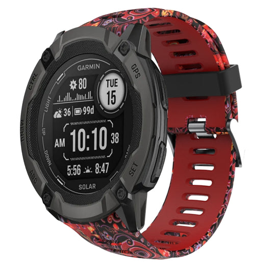 For Garmin Instinct 2X Solar 26mm Camouflage Printed Silicone Watch Band(Red+Jellyfish Camouflage) -  by PMC Jewellery | Online Shopping South Africa | PMC Jewellery