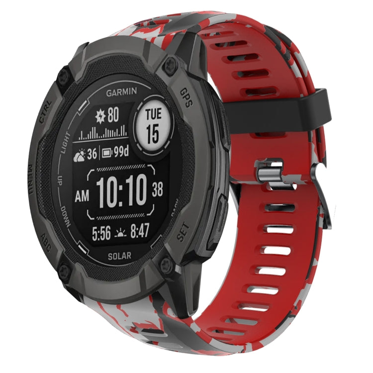 For Garmin Instinct 2X Solar 26mm Camouflage Printed Silicone Watch Band(Red+Army Camouflage) -  by PMC Jewellery | Online Shopping South Africa | PMC Jewellery