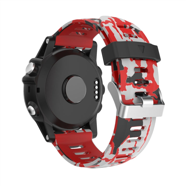 For Garmin Tactix 7 Pro 26mm Camouflage Printed Silicone Watch Band(Red+Army Camouflage) -  by PMC Jewellery | Online Shopping South Africa | PMC Jewellery