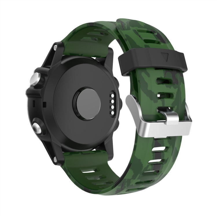 For Garmin Fenix 7X 26mm Camouflage Printed Silicone Watch Band(Army Green+Army Camouflage) - Watch Bands by PMC Jewellery | Online Shopping South Africa | PMC Jewellery