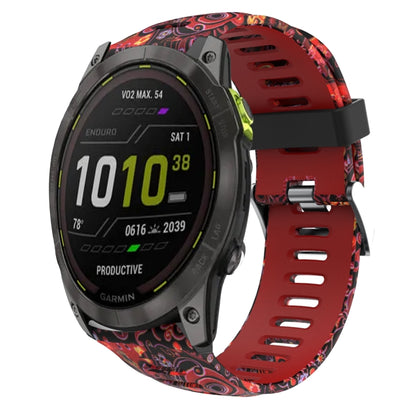 For Garmin Enduro 2 26mm Camouflage Printed Silicone Watch Band(Red+Jellyfish Camouflage) -  by PMC Jewellery | Online Shopping South Africa | PMC Jewellery