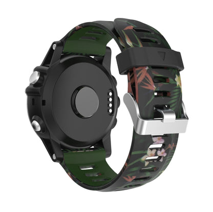 For Garmin Fenix 3 26mm Camouflage Printed Silicone Watch Band(Army Green+Bamboo Camouflage) -  by PMC Jewellery | Online Shopping South Africa | PMC Jewellery