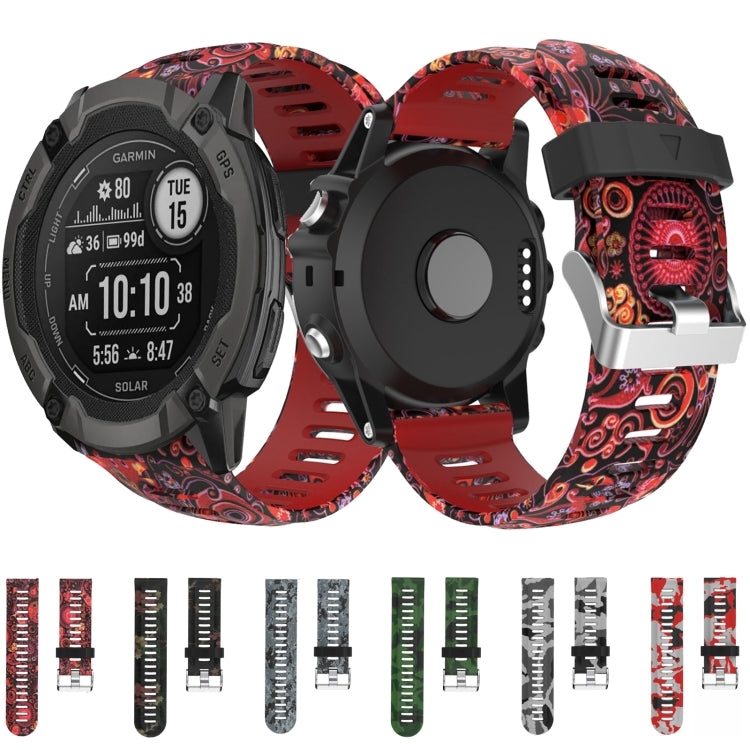 For Garmin Instinct 2X Solar 26mm Camouflage Printed Silicone Watch Band(Red+Army Camouflage) -  by PMC Jewellery | Online Shopping South Africa | PMC Jewellery