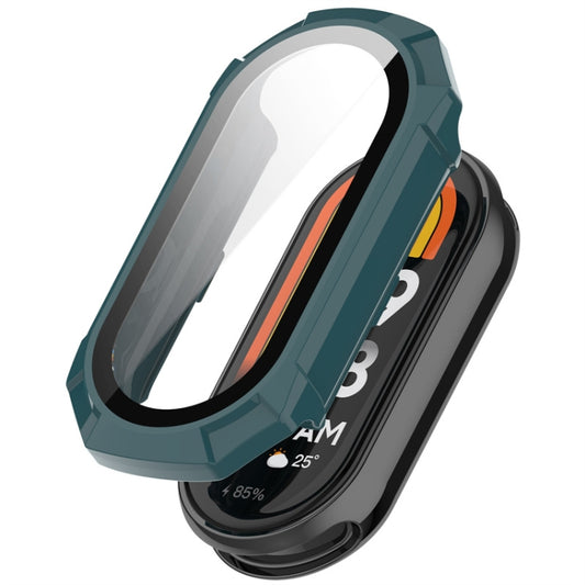 For Xiaomi Mi Band 8 ENKAY Hat-Prince Full Coverage PC Frame + Tempered Glass Film Watch Case(Green) -  by ENKAY | Online Shopping South Africa | PMC Jewellery