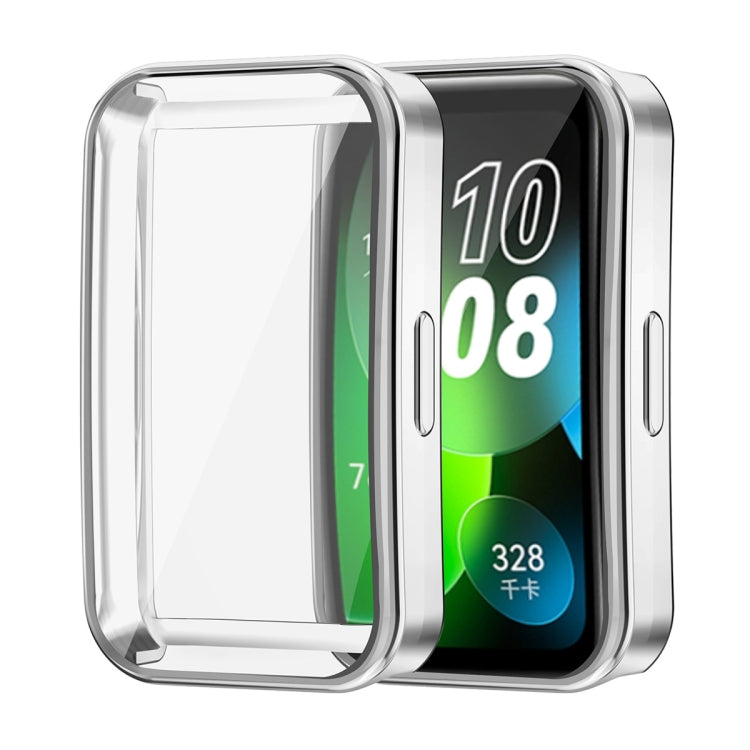 For Huawei Band 8 ENKAY Hat-Prince Full Coverage Electroplated Soft TPU Watch Case with Screen Protection(Silver) - Watch Cases by ENKAY | Online Shopping South Africa | PMC Jewellery