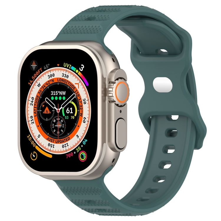 For Apple Watch 8 41mm Reverse Buckle Dot Texture Silicone Watch Band(Olive Green) - Watch Bands by PMC Jewellery | Online Shopping South Africa | PMC Jewellery