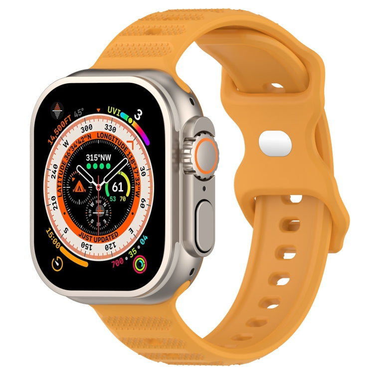 For Apple Watch SE 2022 44mm Reverse Buckle Dot Texture Silicone Watch Band(Yellow) - Watch Bands by PMC Jewellery | Online Shopping South Africa | PMC Jewellery