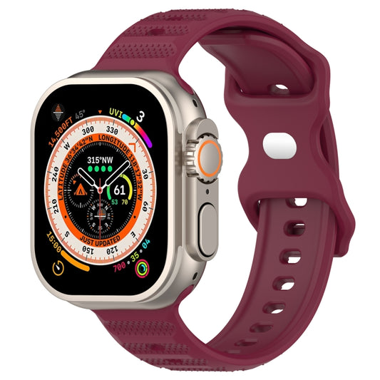 For Apple Watch 6 44mm Reverse Buckle Dot Texture Silicone Watch Band(Wine Red) - Watch Bands by PMC Jewellery | Online Shopping South Africa | PMC Jewellery