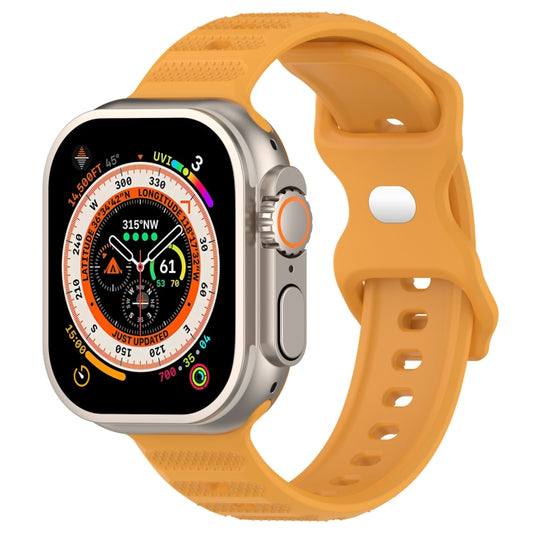 For Apple Watch 5 44mm Reverse Buckle Dot Texture Silicone Watch Band(Yellow) - Watch Bands by PMC Jewellery | Online Shopping South Africa | PMC Jewellery