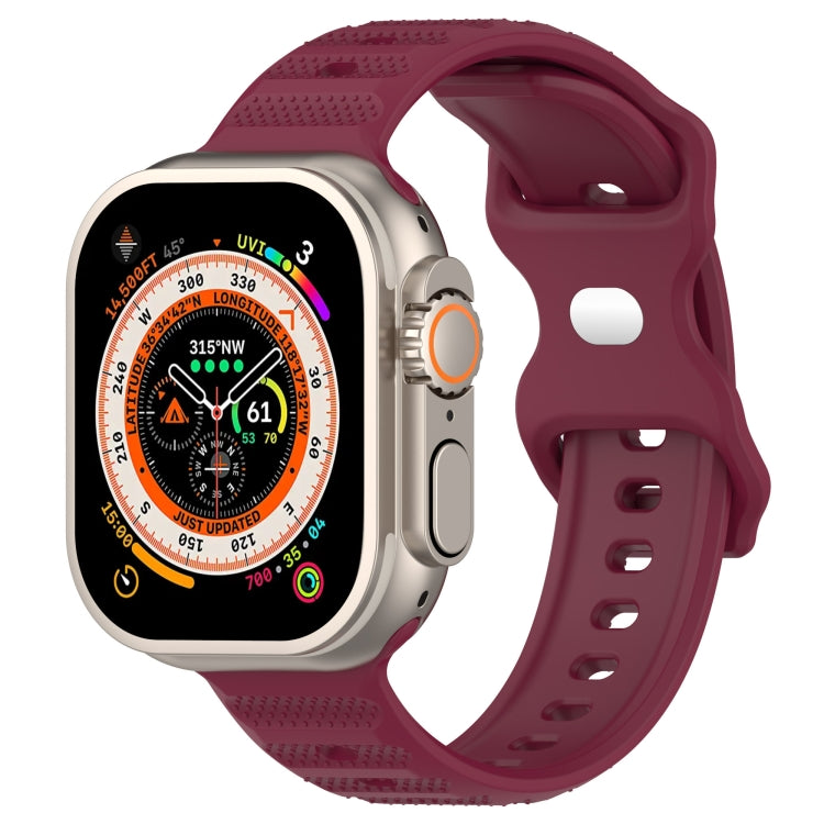 For Apple Watch 4 44mm Reverse Buckle Dot Texture Silicone Watch Band(Wine Red) - Watch Bands by PMC Jewellery | Online Shopping South Africa | PMC Jewellery