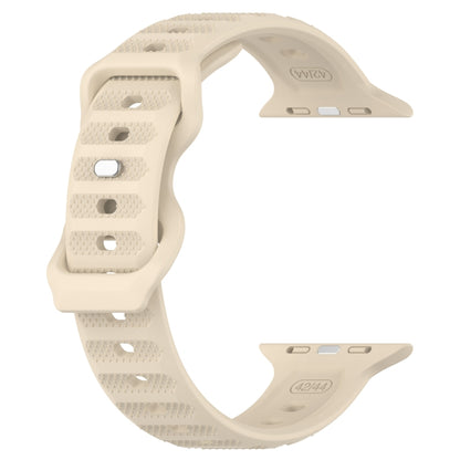 For Apple Watch 3 42mm Reverse Buckle Dot Texture Silicone Watch Band(Khaki) - Watch Bands by PMC Jewellery | Online Shopping South Africa | PMC Jewellery