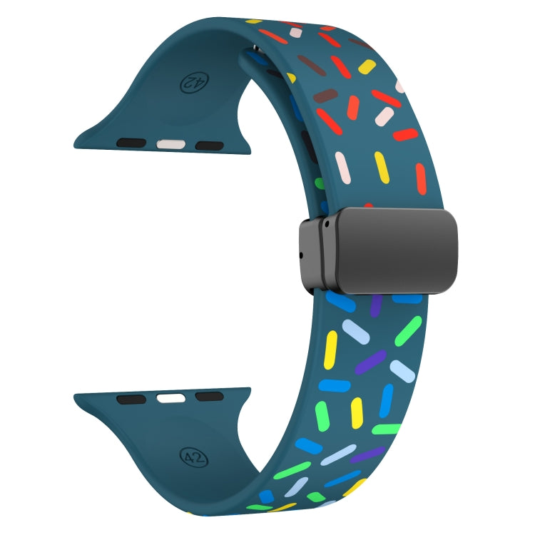 For Apple Watch Ultra 49mm Rainbow Dots Silicone Magnetic Black Buckle Watch Band(Blue) - Watch Bands by PMC Jewellery | Online Shopping South Africa | PMC Jewellery