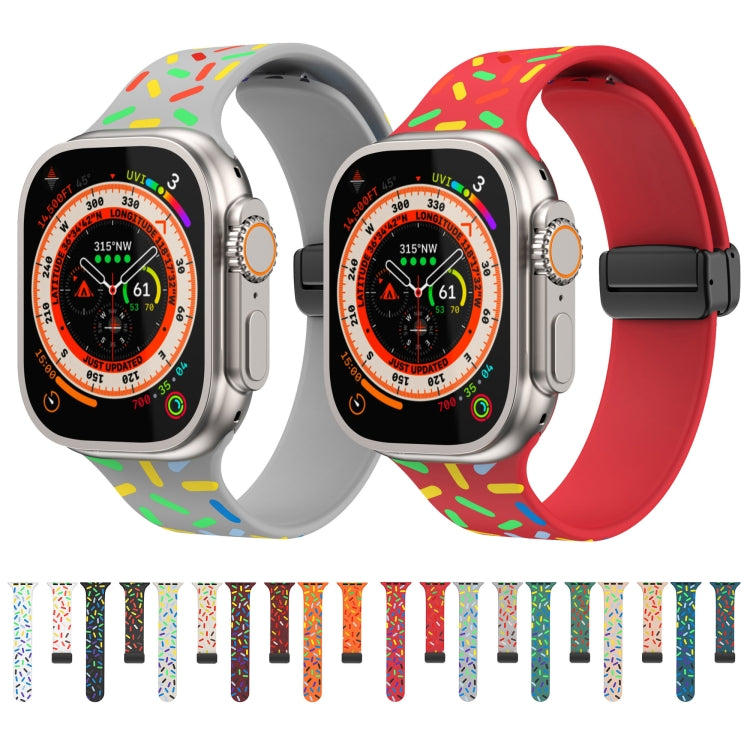 For Apple Watch 42mm Rainbow Dots Silicone Magnetic Black Buckle Watch Band(Blue) - Watch Bands by PMC Jewellery | Online Shopping South Africa | PMC Jewellery