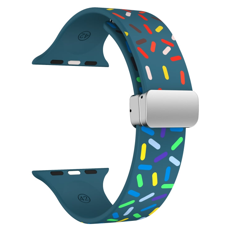 For Apple Watch 8 41mm Rainbow Dots Silicone Magnetic Buckle Watch Band(Blue) - Watch Bands by PMC Jewellery | Online Shopping South Africa | PMC Jewellery