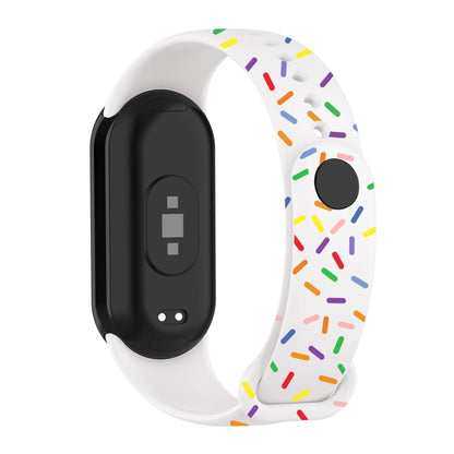 For Xiaomi Band 8 Sports Rainbow Dots Silicone Buckle Watch Band(White) - Watch Bands by PMC Jewellery | Online Shopping South Africa | PMC Jewellery