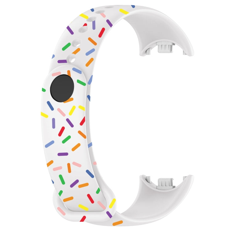 For Xiaomi Band 8 Sports Rainbow Dots Silicone Buckle Watch Band(White) - Watch Bands by PMC Jewellery | Online Shopping South Africa | PMC Jewellery