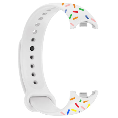 For Xiaomi Band 8 Sports Rainbow Dots Silicone Buckle Watch Band(White) - Watch Bands by PMC Jewellery | Online Shopping South Africa | PMC Jewellery