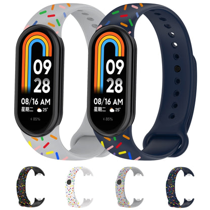 For Xiaomi Band 8 Sports Rainbow Dots Silicone Buckle Watch Band(White) - Watch Bands by PMC Jewellery | Online Shopping South Africa | PMC Jewellery