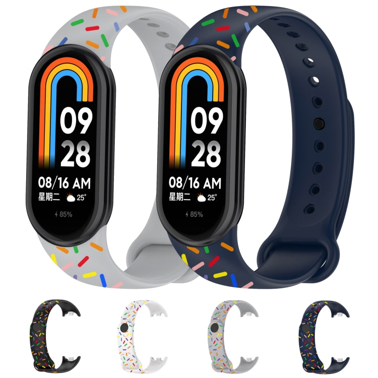 For Xiaomi Band 8 Sports Rainbow Dots Silicone Buckle Watch Band(Midnight Blue) - Watch Bands by PMC Jewellery | Online Shopping South Africa | PMC Jewellery