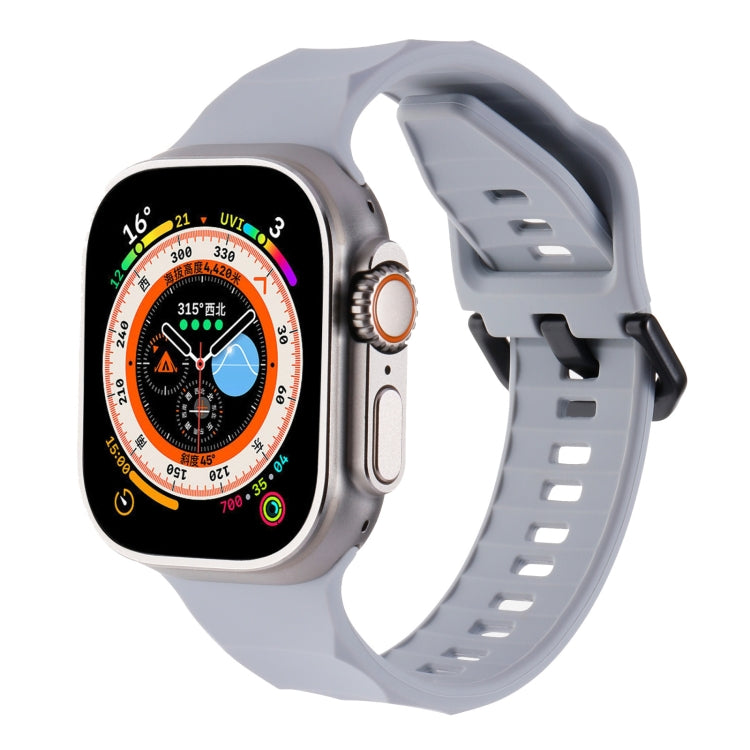 For Apple Watch 5 44mm Ripple Silicone Sports Watch Band(Light Grey) - Watch Bands by PMC Jewellery | Online Shopping South Africa | PMC Jewellery