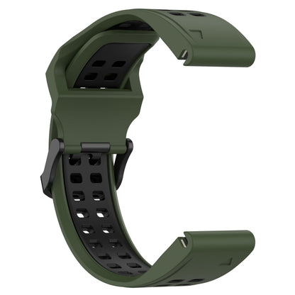 For Garmin Epix Gen 2 22mm Two-Color Reverse Buckle Silicone Watch Band(Army Green+Black) - Watch Bands by PMC Jewellery | Online Shopping South Africa | PMC Jewellery