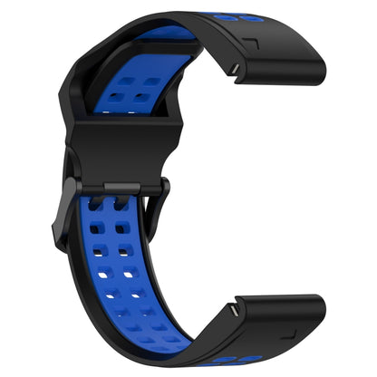 For Garmin Fenix 6 22mm Two-Color Reverse Buckle Silicone Watch Band(Black+Blue) - Watch Bands by PMC Jewellery | Online Shopping South Africa | PMC Jewellery