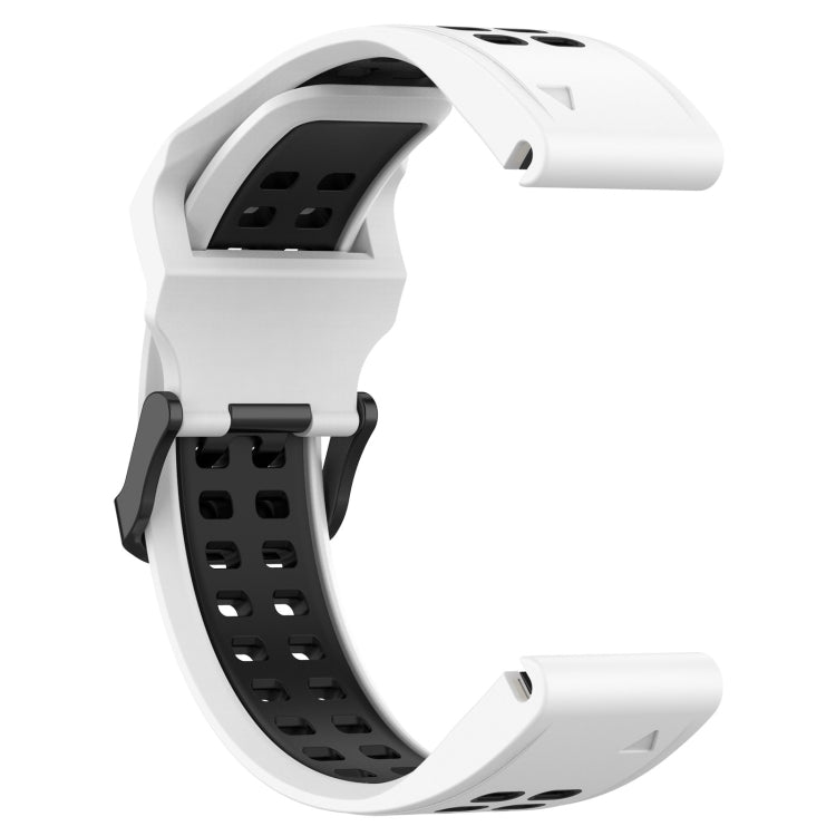 For Garmin Instinct 22mm Two-Color Reverse Buckle Silicone Watch Band(White+Black) - Watch Bands by PMC TechLife | Online Shopping South Africa | PMC TechLife
