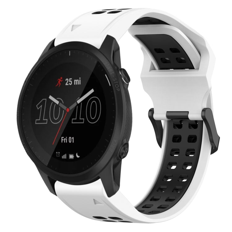 For Garmin Forerunner 945 22mm Two-Color Reverse Buckle Silicone Watch Band(White+Black) - Watch Bands by PMC Jewellery | Online Shopping South Africa | PMC Jewellery