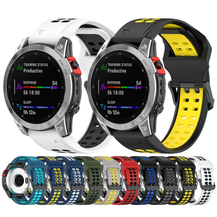 For Garmin Instinct 22mm Two-Color Reverse Buckle Silicone Watch Band(Grey+Yellow) - Watch Bands by PMC Jewellery | Online Shopping South Africa | PMC Jewellery