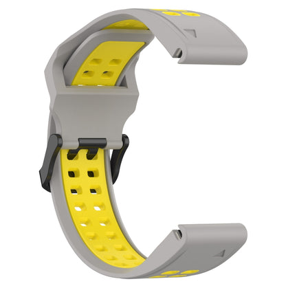 For Garmin Tactix 7 Pro 26mm Two-Color Reverse Buckle Silicone Watch Band(Grey+Yellow) - Watch Bands by PMC Jewellery | Online Shopping South Africa | PMC Jewellery