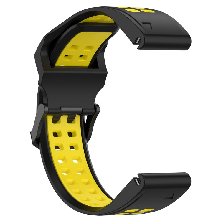 For Garmin Enduro 26mm Two-Color Reverse Buckle Silicone Watch Band(Black+Yellow) - Watch Bands by PMC Jewellery | Online Shopping South Africa | PMC Jewellery