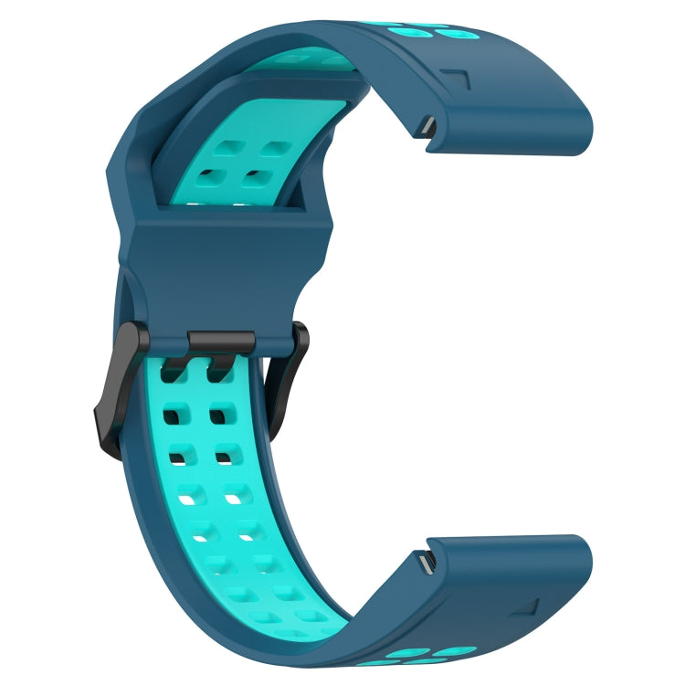 For Garmin Fenix 5X Plus 26mm Two-Color Reverse Buckle Silicone Watch Band(Blue+Teal) - Watch Bands by PMC Jewellery | Online Shopping South Africa | PMC Jewellery