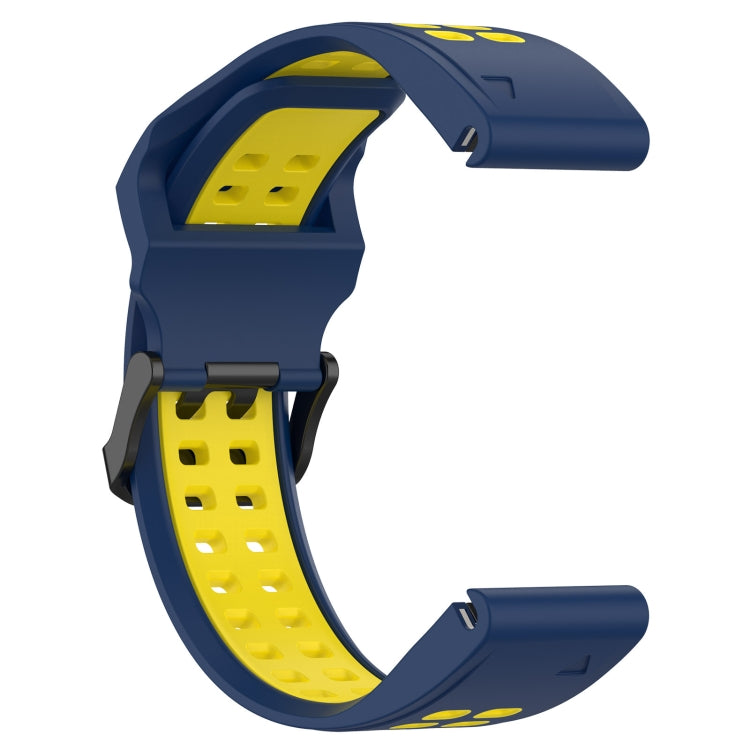 For Garmin Epix Pro 42mm 20mm Two-Color Reverse Buckle Silicone Watch Band(Blue+Yellow) - Watch Bands by PMC Jewellery | Online Shopping South Africa | PMC Jewellery