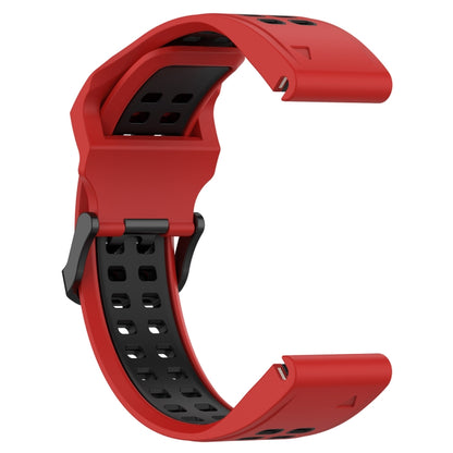 For Garmin Fenix 6S Pro 20mm Two-Color Reverse Buckle Silicone Watch Band(Red+Black) - Watch Bands by PMC Jewellery | Online Shopping South Africa | PMC Jewellery