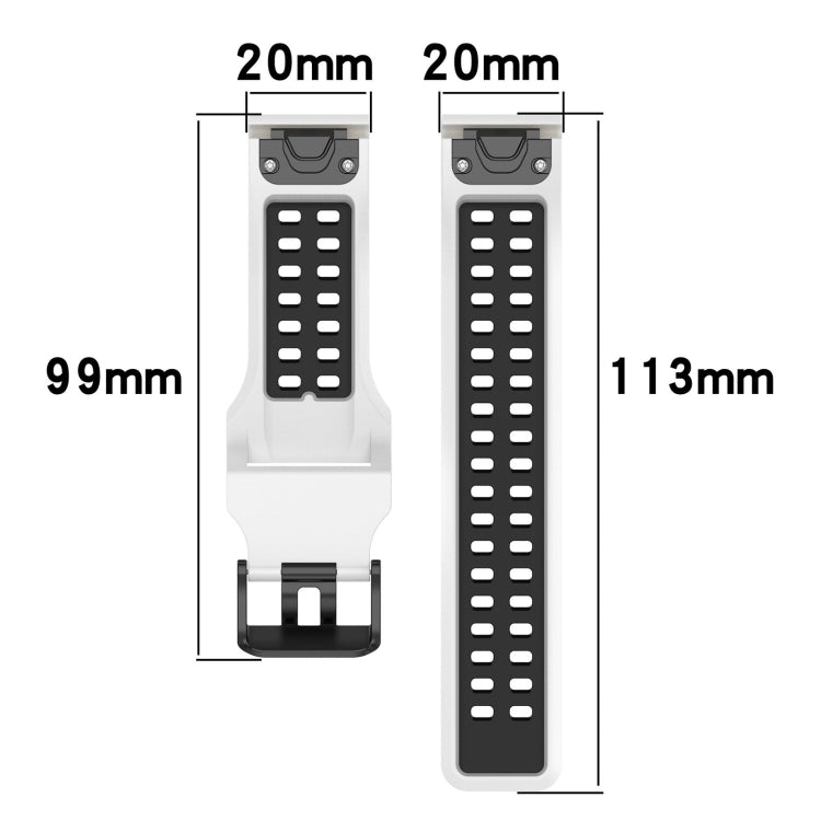 For Garmin Epix Pro 42mm 20mm Two-Color Reverse Buckle Silicone Watch Band(Black+Grey) - Watch Bands by PMC Jewellery | Online Shopping South Africa | PMC Jewellery