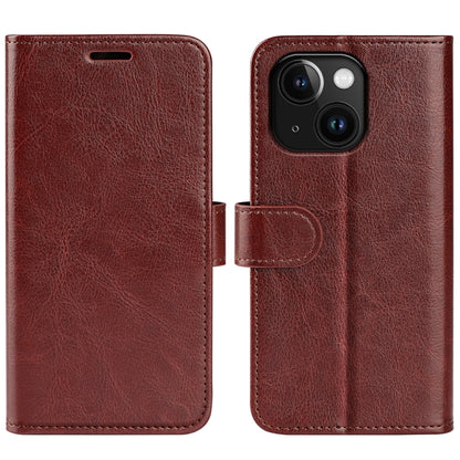 For iPhone 15 R64 Texture Horizontal Flip Leather Phone Case(Brown) - iPhone 15 Cases by PMC Jewellery | Online Shopping South Africa | PMC Jewellery