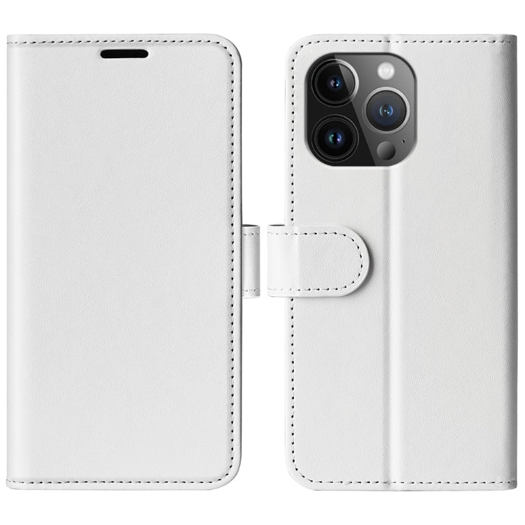 For iPhone 15 Pro Max R64 Texture Horizontal Flip Leather Phone Case(White) - iPhone 15 Pro Max Cases by PMC Jewellery | Online Shopping South Africa | PMC Jewellery