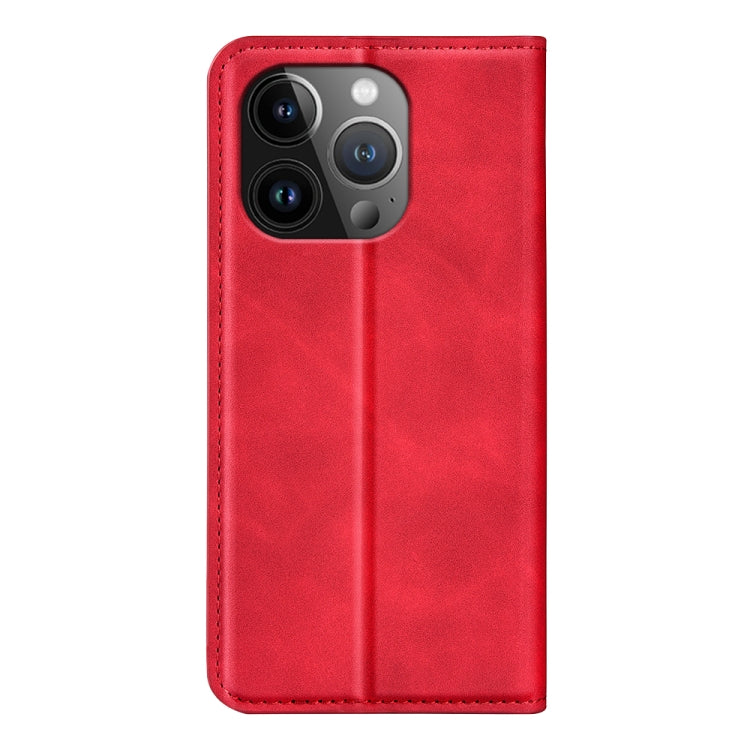 For iPhone 15 Pro Max Retro-skin  Magnetic Suction Leather Phone Case(Red) - iPhone 15 Pro Max Cases by PMC Jewellery | Online Shopping South Africa | PMC Jewellery